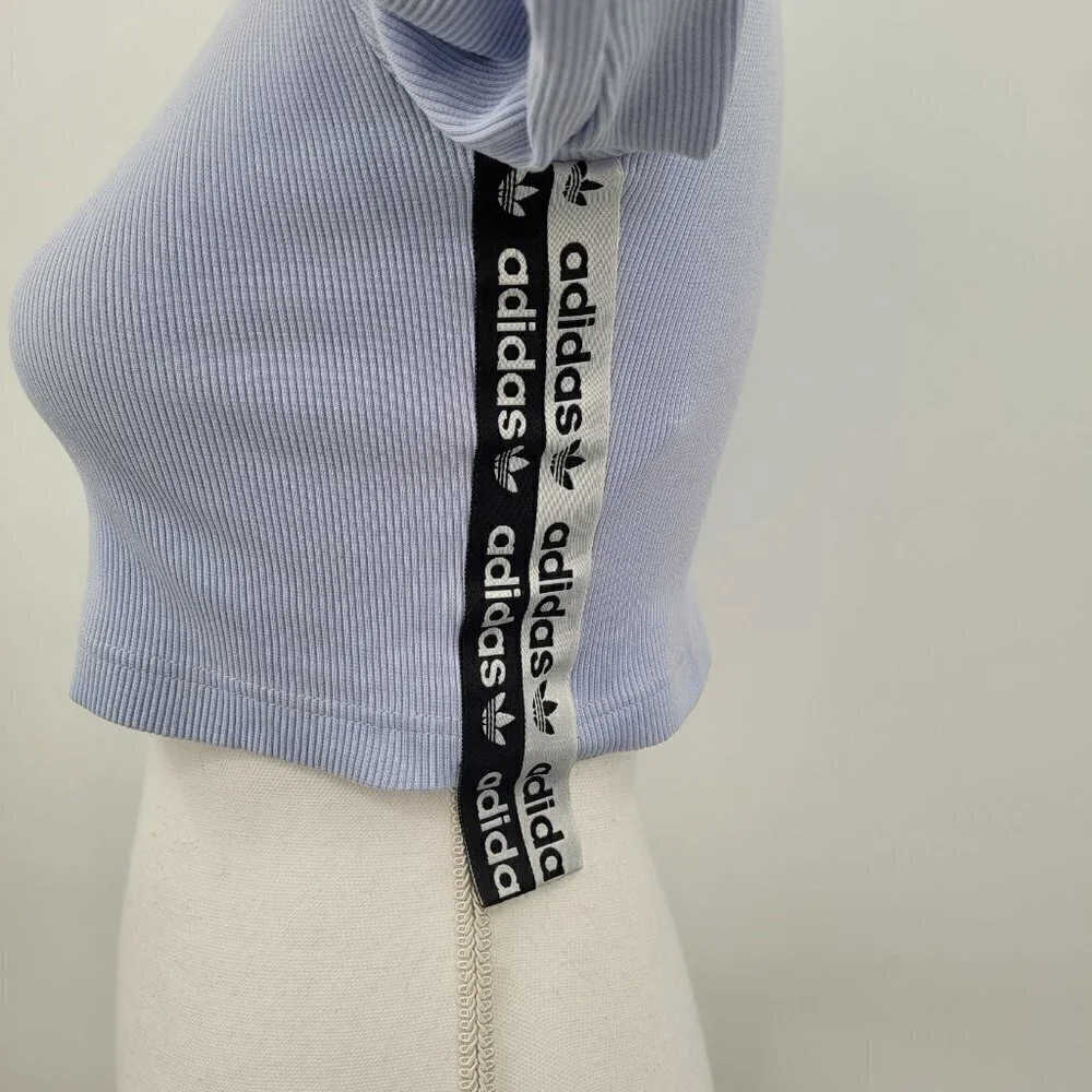 Adidas Originals Reveal Your Voice Ribbed Logo Tape Crop Top - Picture 5 of 10